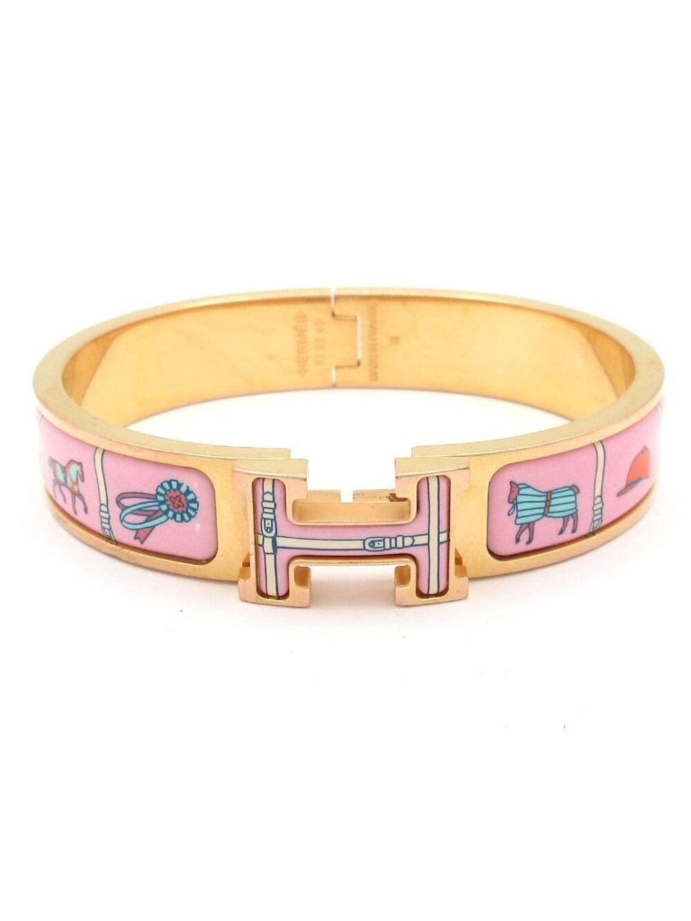 Hermes Bangle Clic Clac Gold Pink Bracelet